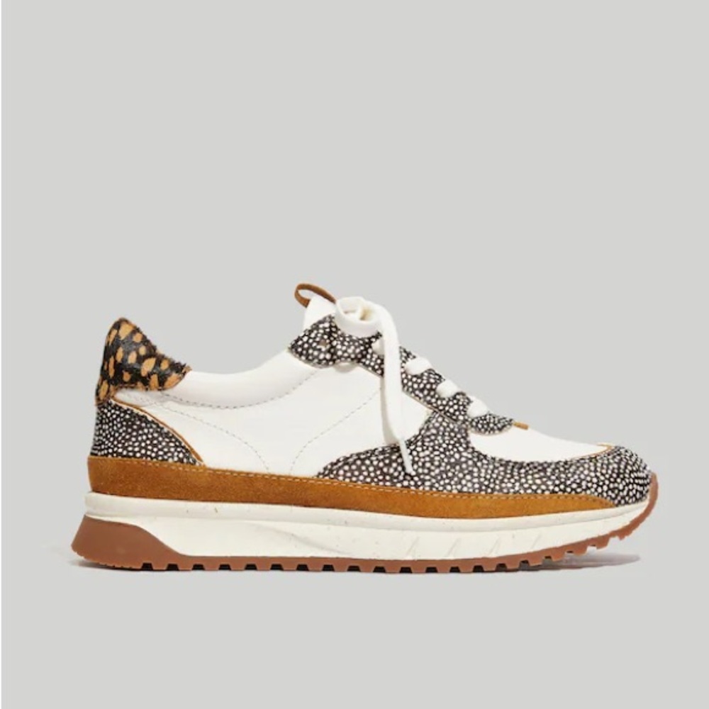 Madewell Kickoff Spotted Print White Cushioned Trainer Sneaker Women Size 6M NWB